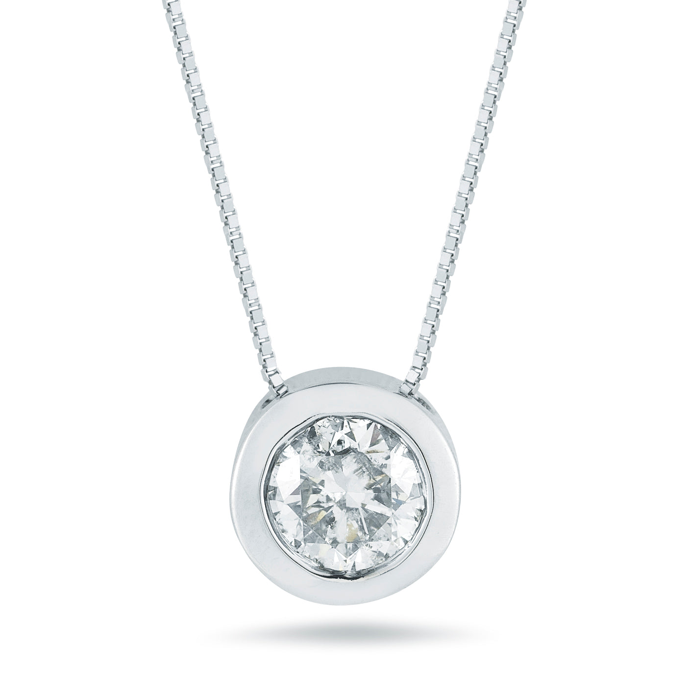 Bezel Set Pendant Made In 14K White Gold